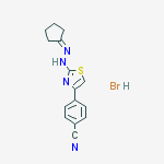 Structure of Benzonitrile, 4-​[2-​(2-​cyclopentylidenehydr​azinyl)​-​4-​thiazolyl]​-​, hydrobromide (1:1)