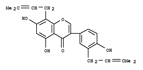 Structure of 4H-1-Benzopyran-4-one,5,7-dihydroxy-3-[4-hydroxy-3-(3-methyl-2-buten-1-yl)phenyl]-8-(3-methyl-2-buten-1-yl)-