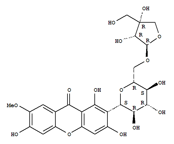 Structure of 9H-Xanthen-9-one,2-(6-O-D-apio-b-D-furanosyl-b-D-glucopyranosyl)-1,3,6-trihydroxy-7-methoxy-