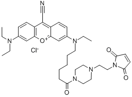 Structure of 9-CYANO-N,N,N-TRIETHYLPYRONINE-N-CAPROIC ACID N 4-(MALEIMIDOETHYL)PIPERAZIDE CHLORIDE