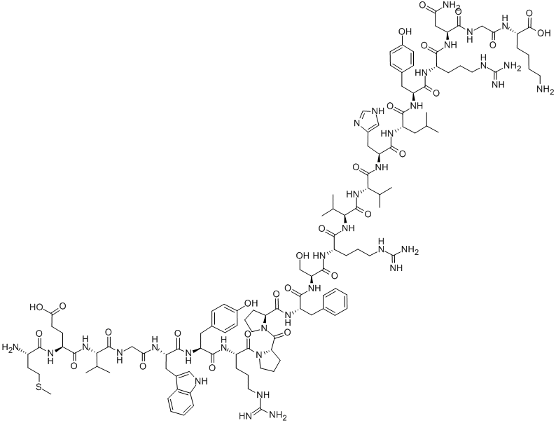 Structure of H-MET-GLU-VAL-GLY-TRP-TYR-ARG-PRO-PRO-PHE-SER-ARG-VAL-VAL-HIS-LEU-TYR-ARG-ASN-GLY-LYS-OH