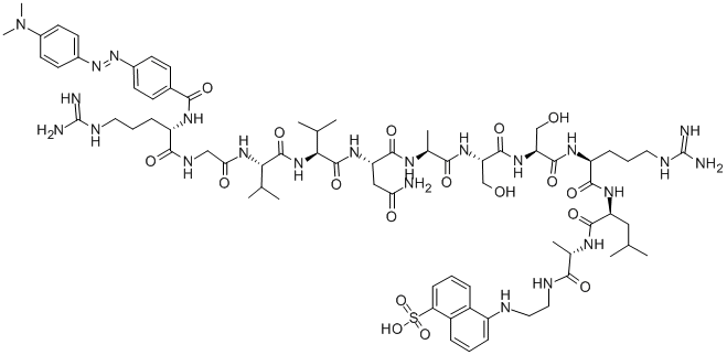 Structure of DABCYL-ARG-GLY-VAL-VAL-ASN-ALA-SER-SER-ARG-LEU-ALA-EDANS