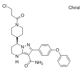 Structure of Pyrazolo[1,5-a]pyrimidine-3-carboxamide, 7-[1-(3-chloro-1-oxopropyl)-4-piperidinyl]-4,5,6,7-tetrahydro-2-(4-phenoxyphenyl)-, (7S)-