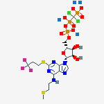 Structure of tetrasodium 5'-O-[({[dichloro(phosphonato)methyl]phosphinato}oxy)phosphinato]-N-[2-(methylsulfanyl)ethyl]-2-[(3,3,3-trifluoropropyl)sulfanyl]adenosine