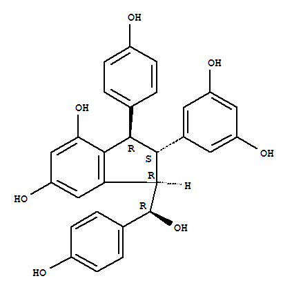 Structure of 1H-Indene-4,6-diol,2-(3,5-dihydroxyphenyl)-2,3-dihydro-1-[hydroxy(4-hydroxyphenyl)methyl]-3-(4-hydroxyphenyl)-,[1R-[1a(R*),2b,3a]]-