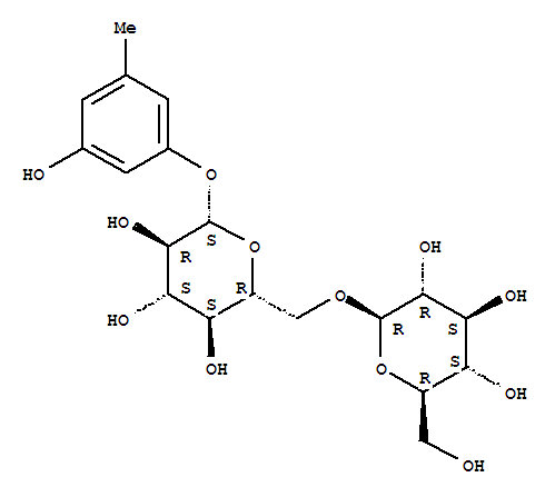Structure of b-D-Glucopyranoside,3-hydroxy-5-methylphenyl 6-O-b-D-glucopyranosyl-