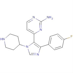 5-(2-AMINO-4-PYRIMIDINYL)-4-(4-FLUOROPHENYL)-1-(4-PIPERIDINLYL)IMIDAZOLE结构式