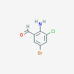 Structure of 2-amino-5-bromo-3-chlorobenzaldehyde