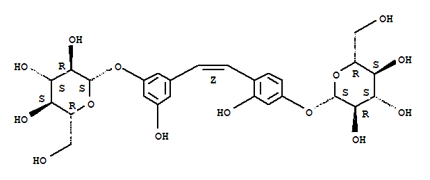 b-D-Glucopyranoside, 3-[2-[4-(b-D-glucopyranosyloxy)-2-hydroxyphenyl]ethenyl]-5-hydroxyphenyl,(Z)-结构式