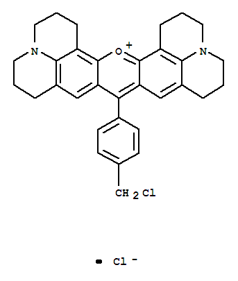 Structure of 1H,5H,11H,15H-Xantheno[2,3,4-ij:5,6,7-i'j']diquinolizin-18-ium,9-[4-(chloromethyl)phenyl]-2,3,6,7,12,13,16,17-octahydro-, chloride (1:1)