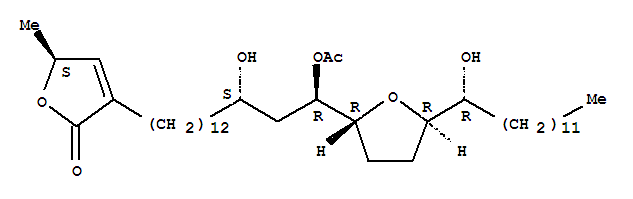 Structure of 2(5H)-Furanone,3-[15-(acetyloxy)-13-hydroxy-15-[tetrahydro-5-(1-hydroxytridecyl)-2-furanyl]pentadecyl]-5-methyl-,[2R-[2a[1(S*),13S*,15R*],5b(R*)]]-