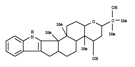 Structure of 2H-Pyrano[2'',3'':5',6']benz[1',2':6,7]indeno[1,2-b]indole-2-methanol,3,4,4a,4b,5,6,6a,7,12,12b,12c,13,14,14a-tetradecahydro-4-hydroxy-a,a,4a,12b,12c-pentamethyl-, [2S-(2a,4b,4aa,4bb,6aa,12bb,12ca,14ab)]-