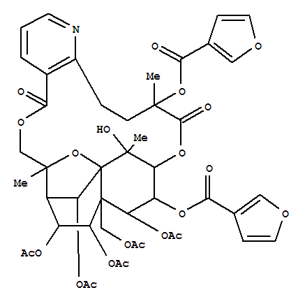 Structure of 3-Furancarboxylic acid,(8R,9R,10R,11S,12R,13R,14R,15S,21S,22S,23R)-10,13,22,23-tetrakis(acetyloxy)-12-[(acetyloxy)methyl]-7,8,9,10,12,13,14,15,17,18,19,20-dodecahydro-21-hydroxy-8,18,21-trimethyl-5,17-dioxo-8,11-epoxy-9,12-ethano-11,15-methano-5H,11H-[1,9