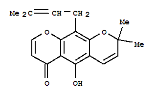 2H,6H-Benzo[1,2-b:5,4-b']dipyran-6-one,5-hydroxy-2,2-dimethyl-10-(3-methyl-2-buten-1-yl)-结构式