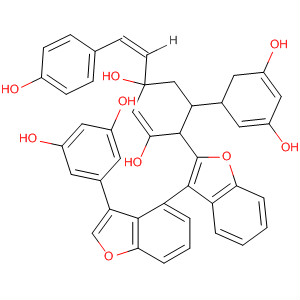 Structure of [3,4'-Bibenzofuran]-6,6'-diol,3'-(3,5-dihydroxyphenyl)-2,2',3,3'-tetrahydro-2,2'-bis(4-hydroxyphenyl)-4-[(1Z)-2-(4-hydroxyphenyl)ethenyl]-, (2S,2'R,3S,3'R)-