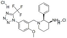 Structure of 3-Piperidinamine, N-[[2-methoxy-5-[5-(trifluoro-methyl)-1H-tetrazol-1-yl]phenyl]methyl]-2-phenyl-, dihydrochloride, (2S,3S)-