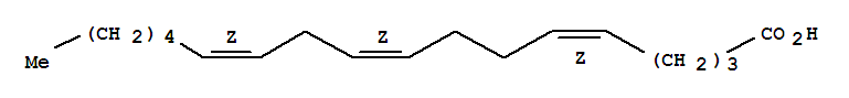 Structure of 5,9,12-Octadecatrienoicacid, (5Z,9Z,12Z)-