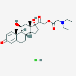 Structure of Pregna-1,4-diene-3,20-dione, 11.beta.,17,21-trihydroxy-, 21-ester with N,N-diethylglycine, hydrochloride