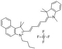 3-丁基-2-[5-(1,3-二氢-1,3,3-三甲基-2H-吲哚-2-亚基)-1,3-戊二烯基]-1,1-二甲基-1H-苯并[E]吲哚四氟硼酸盐结构式