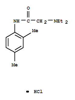 Structure of acetamide, 2-(diethylamino)-N-(2,4-dimethylphenyl)-, hydrochloride (1:1)