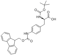 Boc-D-4-(9-芴甲氧羰基氨基)苯丙氨酸结构式