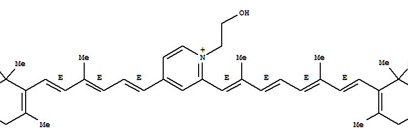 Structure of Pyridinium,2-[(1E,3E,5E,7E)-2,6-dimethyl-8-(2,6,6-trimethyl-1-cyclohexen-1-yl)-1,3,5,7-octatetraen-1-yl]-1-(2-hydroxyethyl)-4-[(1E,3E,5E)-4-methyl-6-(2,6,6-trimethyl-1-cyclohexen-1-yl)-1,3,5-hexatrien-1-yl]-
