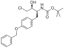 Structure of tert-butyl (2S,3S)-1-(4-(benzyloxy)phenyl)-4-chloro-3-hydroxybutan-2-ylcarbamate