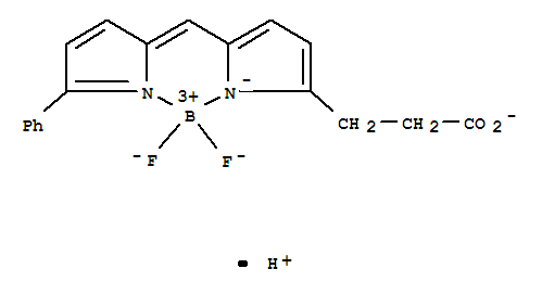 Structure of Borate(1-),difluoro[5-[(5-phenyl-2H-pyrrol-2-ylidene)methyl]-1H-pyrrole-2-propanoato(2-)-N1,N5]-,hydrogen, (T-4)-
