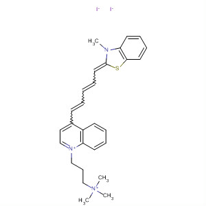 Structure of Quinolinium,4-[5-(3-methyl-2(3H)-benzothiazolylidene)-1,3-pentadienyl]-1-[3-(trimethylammonio)propyl]-, diiodide