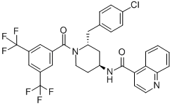 Structure of (2R,4S)-N-[1-[3,5-Bis(trifluoromethyl)benzoyl]-2-(4-chlorobenzyl)piperidin-4-yl]quinoline-4-carboxamide