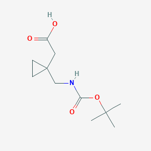 Structure of 2-(1-(((tert-butoxycarbonyl)amino)methyl)cyclopropyl)acetic acid