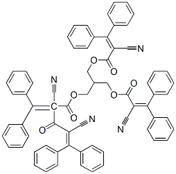 Structure of 2-Propenoic acid, 2-cyano-3,3-diphenyl-, 2,2-bis(2-cyano-1-oxo-3,3-diphenyl-2-propenyl)oxymethyl-1,3-propanediyl ester