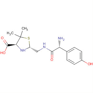 4-Thiazolidinecarboxylic acid,2-[[[(2R)-amino(4-hydroxyphenyl)acetyl]amino]methyl]-5,5-dimethyl-,(2R,4S)-结构式