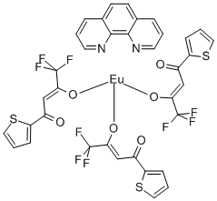 (1,10-菲咯啉)三[4,4,4-三氟-1-(2-噻吩基)-1,3-丁二酮]铕(III)结构式
