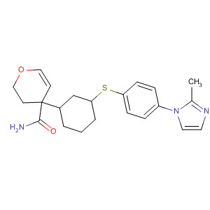Structure of 2H-Pyran-4-carboxamide,tetrahydro-4-[3-[[4-(2-methyl-1H-imidazol-1-yl)phenyl]thio]phenyl]-