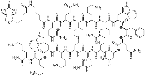 Structure of BIOTINYL-5-AMINOPENTANOYL-ANTENNAPEDIA HOMEOBOX (43-58) AMIDE
