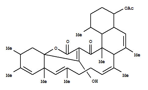 Structure of Kijanolide,8-demethyl-17,32-dideoxy-12,20-dimethyl-, 9-acetate