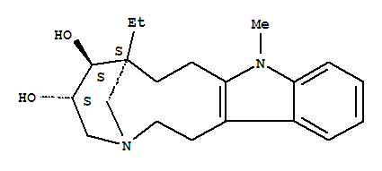Structure of 2H-3,7-Methanoazacycloundecino[5,4-b]indole-5,6-diol,7-ethyl-1,4,5,6,7,8,9,10-octahydro-10-methyl-, [5S-(5R*,6R*,7R*)]-