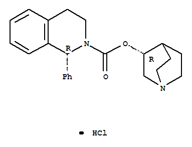Structure of 1(S)-Phenyl-1,2,3,4-tetrahydroisoquinoline-2-carboxylic acid 3(R)-quinuclidinyl ester monosuccinate ([R-(R*,R*)]-isomer, monoHCl salt)
