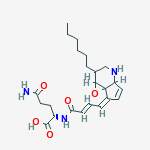 N~2~-[(2E,4Z)-4-(2-hexyl-2,3,4,4a-tetrahydrocyclopenta[b]oxireno[c]pyridin-7(1aH)-ylidene)but-2-enoyl]-L-glutamine结构式