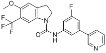 Structure of N-[3-FLUORO-5-(3-PYRINDYL)PHENYL]-2,3-DIHYDRO-5-METHOXY-6-(TRIFLUOROMETHYL)-1H-INDOLE-1-CARBOXAMIDE
