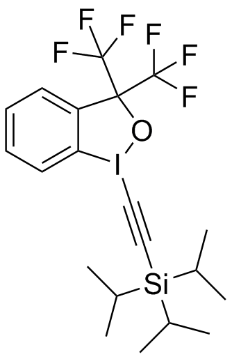 Structure of 1-[2-(Triisopropylsilyl)ethynyl]-3,3-bis(trifluoromethyl)-1,2-benziodoxole