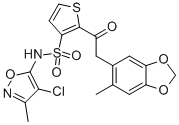 Structure of N- (4- chloro- 3- methyl- oxazol- 5- yl)- 2- [2- (6- methylbenzo[1,3]dioxol- 5- yl)acetyl]- thiophene- 3- sulfonamide