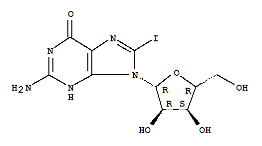 Structure of 2-Amino-8-iodo-9-pentofuranosyl-1,9-dihydro-6H-purin-6-one