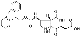 Structure of PYRROLO[1,2-A]PYRAZINE-3-ACETIC ACID 7-[[(9H-FLUOREN-9-YLMETHOXY)CARBONYL]AMINO]OCTAHYDRO-1,4-DIOXO-,(3S,7S,8AS)-