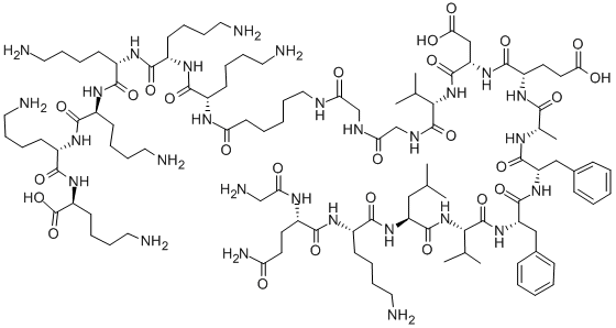 Structure of H-Gly-Gln-Lys-Leu-Val-Phe-Phe-Ala-Glu-Asp-Val-Gly-Gly-epsilon-aminocaproyl-Lys-Lys-Lys-Lys-Lys-Lys-OH