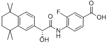 3-FLUORO-4-[(R)-2-HYDROXY-2-(5,5,8,8-TETRAMETHYL-5,6,7,8-TETRAHYDRO-NAPHTHALEN-2-YL)-ACETYLAMINO]-BENZOIC ACID结构式