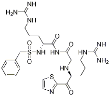 Structure of N2-[(PHENYLMETHYL)SULFONYL]-D-ARGINYL-N-[(1S)-4-[(AMINOIMINOMETHYL)AMINO]-1-(2-THIAZOLYLCARBONYL)BUTYL]GLYCINAMIDE
