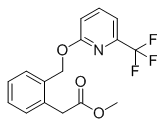 Structure of 2-[[[6-(trifluoromethyl)-2-pyridinyl]oxy]methyl]-Benzeneacetic acid methyl ester