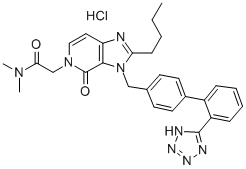 Structure of 2-BUTYL-3,4-DIHYDRO-N,N-DIMETHYL-4-OXO-3-[[2-(1H-TETRAZOL-5-YL)[1,1-BIPHENYL-4-YL]METHYL]]-5H-IMIDAZO[4,5-C]PYRIDINE-5-ACETAMIDE HYDROCHLORIDE